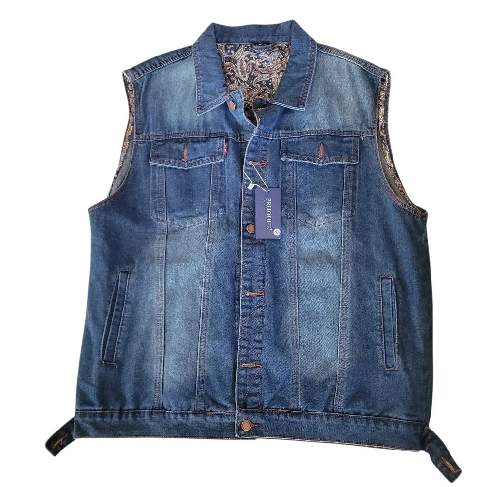 PRIJOUHE Men's Denim Jean Vest - NWT